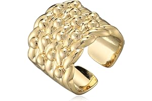 THE BLING KING Gold Adjustable Keeper Ring, Adjustable Ring with 18K Real Gold Plating, Premium Gold Fashion Ring Unique Jewellery Gift for Men and Teens (Size 10 - Adjustable to Fit Various Sizes)