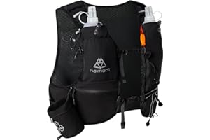 Haimont Hydration Running Vest with Water Bottles for Women Men, Adjustable Lightweight 8L Water Backpack with Soft Flasks for Trail Running Marathon