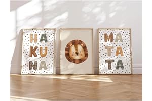 MeinBaby123® Póster habitación infantil, juego de 3 DIN A4, murales de pared, póster de habitación infantil, regalo para el nacimiento, póster de pared premium (Hakuna Matata A4)