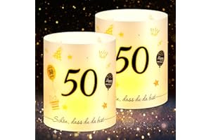 ANRUZON Originelle 20 Windlicht Tischdeko 50 Geburtstag, Deko 50. Geburtstag Frau Mann, 50 Jahre Happy Birthday Tischdeko, Geschenke zum 50 Geburtstag, Geeignet für Teelichter oder Kerzen