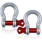 FAELNK 2PCS Steel Shackle Heavy Loads with Eye Bolt Curly Shackles Curved High Strength Shackle for Recovery Trailer Tie Down