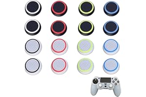 NIKSULTANT 16 Pcs Thumb Grips Cover Joystick Protection Attachments Controller Colorful Aim Assist Thumb Stick Grips Caps Set Performance Replacement Thumb Grips Cover Compatible for PS5 PS4 Series