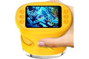 ASHFLY 1000X Handheld Digital Microscope for Kids- 2" Screen, Pocket Magnifying Glass, Portable STEM Toys for Age 5-12+Boy&Girls Birthday Gift,Photo & Video Edu Gift USB Rechargeable – Orange