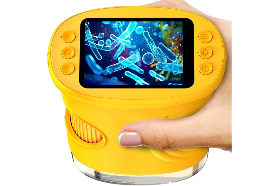 1000X Handheld Digital Microscope for Kids- 2" Screen, Pocket Magnifying Glass, Portable STEM Toys for Age 5-12+Boy&Girls Birthday Gift,Photo & Video Edu Gift USB Rechargeable – Orange