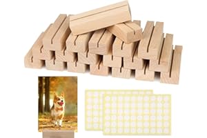 ROYUEXT 20 Stück Kartenhalter Holz Set, Tischkartenhalter 10×3×2cm mit 3mm Schlitz, Robuste Bastelklötzchen für Postkarte Bild, Hochzeit Party Menü