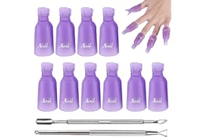 OKALABANDEE Nagellackentferner Clips, 10 Stück Nagellackentferner Clips Set, mit 2 Stücke Nagelhaut DrückerTrimmer, Werkzeug Nagel Wrap Caps für Gel Polish Entferner, Violett