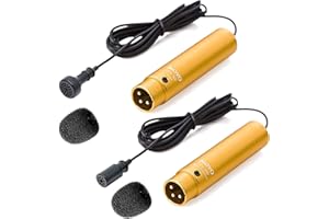 Movo LV-6 Pro Grade Omnidirectional and Cardioid XLR Lavalier Condenser Microphone Set (48V Phantom Powered)