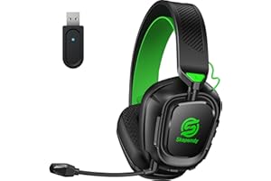 Skapendy Wireless Gaming Headset for PC, PS5, PS4-2.4GHz Lossless Audio USB & Bluetooth Gaming Headphones, Low Latency Headphones with Mic, 50Hrs Battery Life - For Mac, Tablets, Switch, Mobile