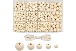‎TOAOB THE ONE AND ONLY BABY TOAOB Holzperlen zum Auffädeln 1050 Stück Holzkugeln mit Loch 6mm 8mm 10mm 12mm 14mm Runde Natur Holzperlen Zwischenperlen mit Box für Makramee Basteln DIY Schmuck Armband