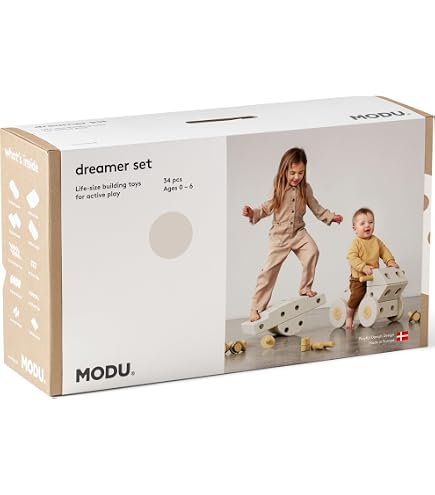 Modu Playsystem Curiosity – Set De Construction 14 Pièces En Plastique, De 0 à 6 Ans, Bleu Profond/ciel