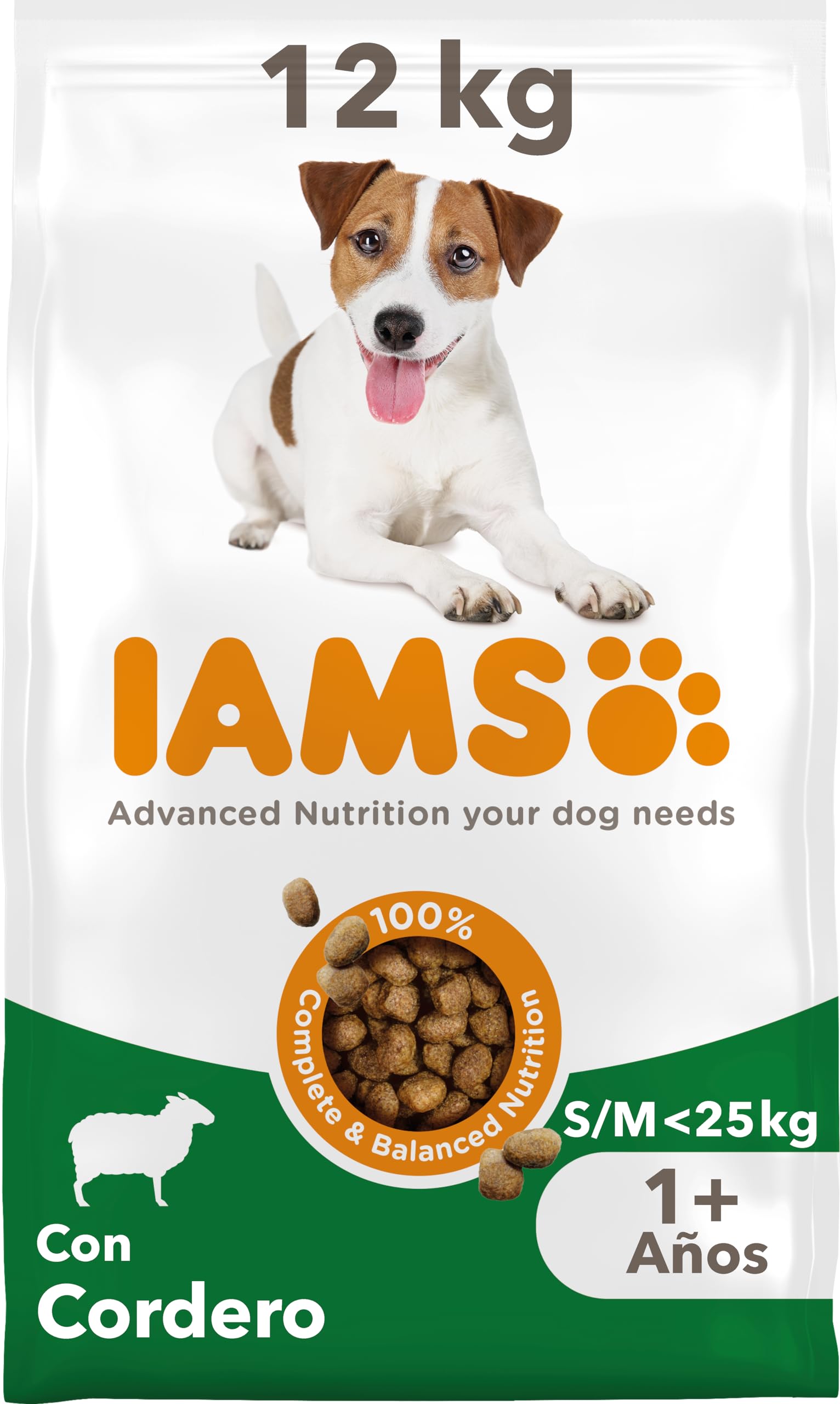 IAMS Alimento seco para perros de razas pequeñas y medianas con cordero, comida seca para perros adultos de más de 1 año, 12 kg