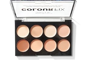 Technic Colour Fix Cream Foundation Contour Makeup Palette - 8 Highly Pigmented, Creamy Shades To Conceal, Contour, Shape & Define Your Features. The Matte Fomulation Blends Well with Colour Options for All Skin Tones For Long Lasting Professional Coverage. Suitable For Beginners. 8 x 3.5g
