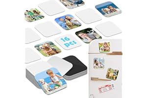 Qualsen 16 Magnétiques de Réfrigérateur Vierges pour Sublimation, Magnet Personnalisable Aimant Frigo, Aimant Frigo pour Tableau Blanc, décoration de Cuisine Domestique et de Bureau (5 x 5 CM)