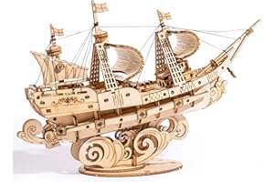 Robotime Drewniane puzzle 3D dla dzieci i dorosłych zestaw do budowy łodzi Rzemiosło łamigłówka DIY zestaw dla dzieci w wieku 8 lat (żaglowiec)