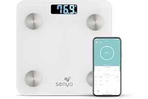 SENYA Pèse personne conectée, Balance connectée Bluetooth pour un suivi quotidien de votre santé via l’application Fitday, balance salle de bain blanc - SYWB-S007