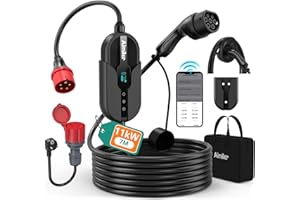 AIMILER Wallbox 11kW mit App, Mobile Ladestation 3 phasig 400V (8-16A Einstellbar) 7m Typ 2 Ladekabel Auto,IP66 Portabel/Wandmontage für Elektroauto (Model Y/3, ID.3/4/5, MG4,Zoe und andere PHEV/EV)