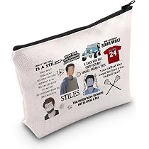 LEVLO Kosmetiktasche „Some Of Us Are Human“ – Wolf-Design, 23x17 Cm, Aus Baumwoll-Leinen – Geschenk Für Teen Wolf Fans