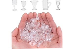 AwnsIMfreien 30 st dockhusminiatyrer, genomskinliga minikoppar i plast med lock för dockhustillbehör, miniatyrsaker för gör-d