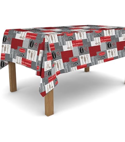 Tovaglia In Tela Cerata 140x200 Cm Rossa - Rettangolare, Impermeabile E Facile Da Pulire - Foto 6