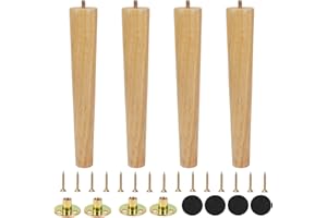 FOGAWA 4 Pezzi Gambe per Parti di Mobili in Legno Massello 30 cm Conico, Piedini di Ricambio per Tavolo Divano Letto Poltrona Armadio