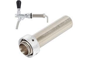 Serlium Bierhahn Langer Schaft für Getränkespender Zapfhahn,8-Zoll 98.5mm Gewinde Biernippelschaftbaugruppe,Edelstahl Auslaufhahn für Bierzapfanlage