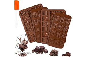 Halinuia 4 Pezzi Stampo in Silicone per Cioccolato, Stampi Silicone Cioccolatini Antiaderente, Stampo per Barretta di Cioccolato e 1 Spatola, per Caramelle, Dolci, Barrette, Torte Fatte in Casa