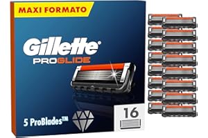 Gillette Proglide Lamette Da Barba per Rasoio Barba Manuale, 16 Lamette Gillette Proglide di Ricambio per Rasatura Profonda Uomo, Lame di Precisione per Rasoio Manuale Uomo