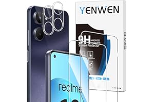 Yenwen Ochraniacz ekranu Kompatybilny z Realme 10 4G, 2 szt. Szkło hartowane z 2 częściami Aparat Protector [9H Twardość] Szkło hartowane Ultra Heavy Duty