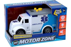 Motor Zone John Adams | 20cm Ambulance with lights and sound | Kids' Play Emergency Vehicles | Batteries included | Ages 3+, Red