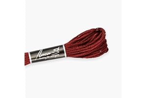 Luca-S Fil de coton toronné pour broderie à la main, écheveaux de 8 mètres, couleur 411/DMC 3777/ancre 1015, fil à broder, fil de point de croix