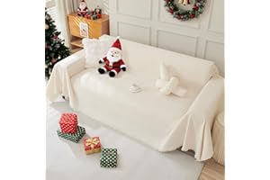 Royhom Chenille Sofa Covers 3 Seater, Corner Sofa Cover L Shape, Washable Couch Cover with Tassel, Soft Couch Covers for Dogs, Breathable, All-season Universal (Beige, 180x300cm)