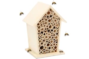 HENJUNU Casetta in Legno per Insetti, Rifugio Ecologico per Insetti, Alveare per Api Soli,per Giardino e Balcone, Hotel da Appendere Api e Vespe