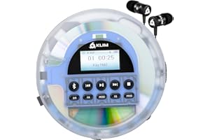 KLIM Nomad Transparent - NEW - Portable CD Player with Long-Lasting Battery - Includes Headphones - Radio FM - MP3 CD Player Portable - TF Card Radio FM Bluetooth - Ideal for Cars