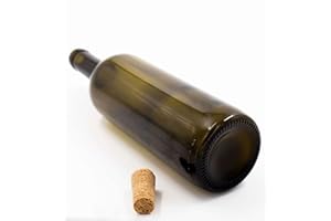 WYSKONT Bottiglia di vino vuota tipo bordeaux con tappo di sughero per conservare bevande a casa per servire Bordole in vetro verde oliva, capacità 0,75 l, 7,4 x 29,3 cm, 1 set x 8 bottiglie