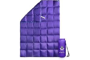 4Monster Manta de plumón Ligera, compacta, para Acampar al Aire Libre, súper cálida, Impermeable, Plegable, para Viajes, Picnic, Camping, Senderismo, Morado, M(137 x 203 cm)