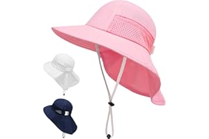 JinBei Dziecięcy kapelusz przeciwsłoneczny dla dzieci, kapelusz letni, ochrona przed promieniowaniem UV 50+, dla małych dzieci, oddychający kapelusz plażowy z ochroną karku i szerokim rondem