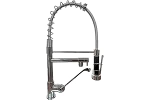 BAGNOCLIC - Rubinetto Miscelatore Cucina Professionale Industriale | Leva Clinica | Braccio Doccia con Doppio Getto | Design Elegante e Resistente | Finitura Cromata Lucida, Ottone