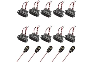 VISSQH 10 Pezzi Cicalino Elettronico di Allarme DC 3V 5V 9V 12V 100dB Piezo Buzzer Allarme Sonoro Elettronico con Continuo Suono vibrazione 23x15 mm(Nero)+5 Pezzi Connettore 9v