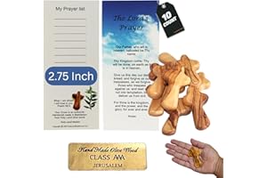 Holy Land Market Olive Wood Pocket/Holding Crosses - 2.75 Inches each with Certificate from Bethlehem (10 Crosses)