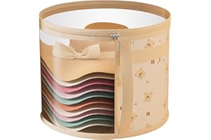 GMHLLES Hat Boxes with Lids Clear Hat Storage Box with Carry Handles Foldable Round Cap Storage Box Cowboy Cap Organizer for Wardrobe Organization, Travel, Dustproof(Yellow)