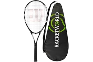 RACKETWORLD Wilson Federer Adult Tennis Racket (Various Bundle Options) Black/White Series