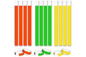 SPOKKI 300 Pcs Neon Paper Wristbands, Waterproof Event Wristbands Colored Paper Bracelets Wrist Party Bands for Parties, Security, Festivals, Events