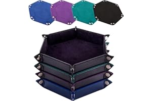 SIQUK 4 Stück Würfelbretter 4 Farbe Leder und Samt Würfelteller, Würfeltablett Hexagon Würfelteller Leder Würfelbretter für RPG DND Dragons Würfel Gaming (Schwarz, Cyan, Violett, Königsblau)