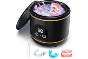 PADONCO Ultrasonic Retainer Cleaner, 45kHz Ultrasonic Denture Cleaner Machine with UV-Light, Portable Ultrasonic Cleaner for Dentures, Nightguards, Aligner, Mouthguard, Braces, Toothbrush Heads, Jewelry