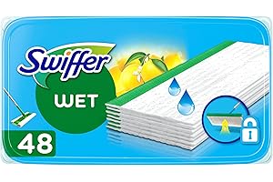 ‎SWIFFER Swiffer Bodenwischer Feuchte Bodentücher (48 Tücher), Wischer ideal gegen Staub, Tierhaare & Allergene (2 x 24)