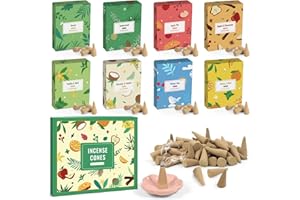‎SCENTORINI SCENTORINI Räucherkegel 120st, 8 Düfte Räucherkerze mit Räucherstäbchenhalter, Räucherkegel Set Perfekt für Saubere Luft in Innenräumen, Entspannung, Yoga, Meditation
