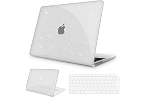 NPUOLS Etui Kompatybilne z MacBook Air 13.6 M4 M3 M2 2025 2024 2022 A3240 A3113 A2681, Plastikowa Obudowa Ochronna i Ultracienka Osłona Klawiatury TPU w Wersji EU, Brokat
