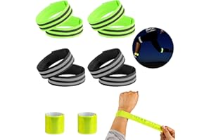 AILUYA 8 Piezas Bandas Reflectantes, Bandas Reflectantes Elásticas con 2 Reflectores Pulsera a Presión, Brazalete Reflectante Altamente Reflexivo Autoadhesivo para Ciclismo Jogging