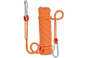 NewDoar 12KN/23KN Corde d'escalade Statique 10 mm (3/8 po) Cordon Accessoire Équipement 10m,20m,30m,50m Corde d'évacuation Équipement d'escalade sur Glace Corde de Sauvetage Incendie