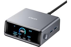 Anker Prime 250W USB-C Ladegerät, Ultra-schnelle 6-Port GaN Ladestation, 2,26" LCD-Display und Smart Control Regler, kompatibel mit MacBook Pro/Air, iPhone 17/16/15, Pixel, Galaxy, Apple Watch & mehr